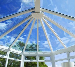 Clear glass conservatory roof