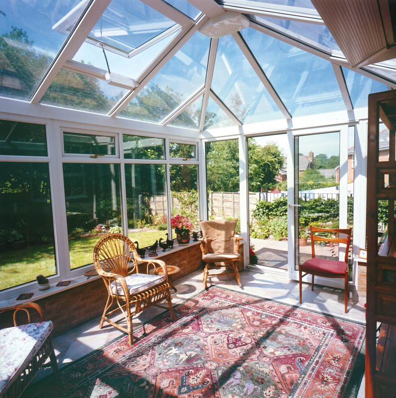 Internal shot of uPVC glass conservatory roof