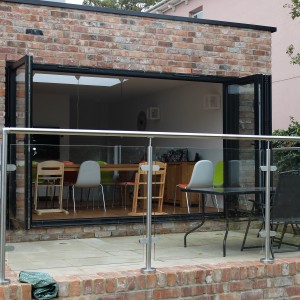 Bi-folding patio door in black