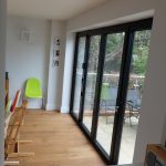 Inside view of aluminium bi-fold doors in Cheltenham.