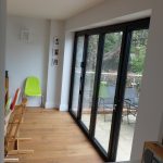 Inside view of aluminium bi-fold doors in Cheltenham.