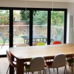 Aluminium bi-fold glass doors in black