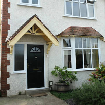 Black composite door with side window