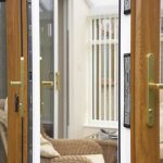 Oak effect finish patio doors