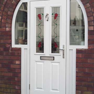 Composite front doors with stained glass Composite front doors with stained glass