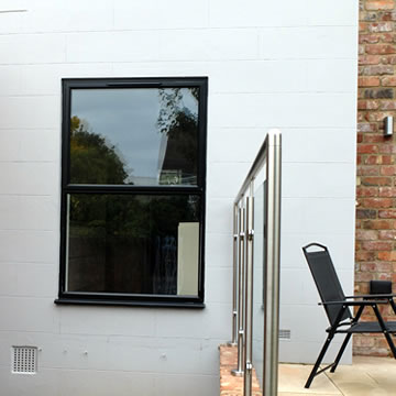 Black aluminium casement window