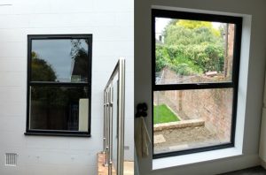 aluminium casement window in black