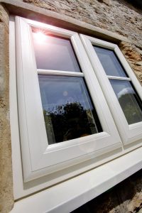 White casement window