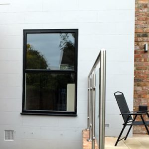 Black casement aluminium window