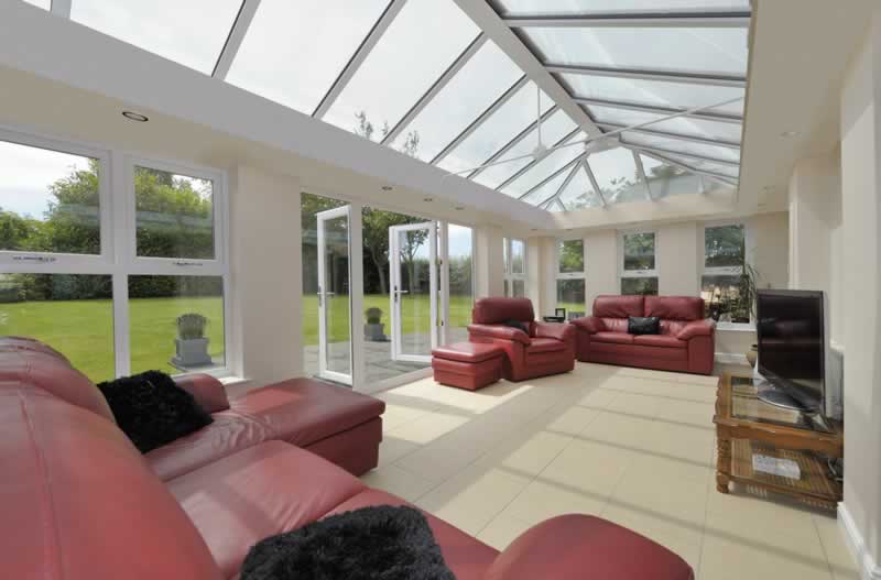 orangery interior with glass roof