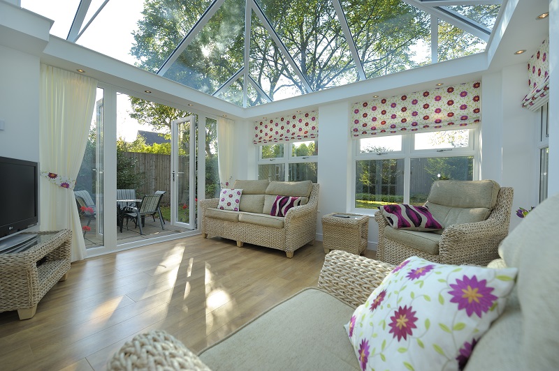 orangery interior with glazed roof