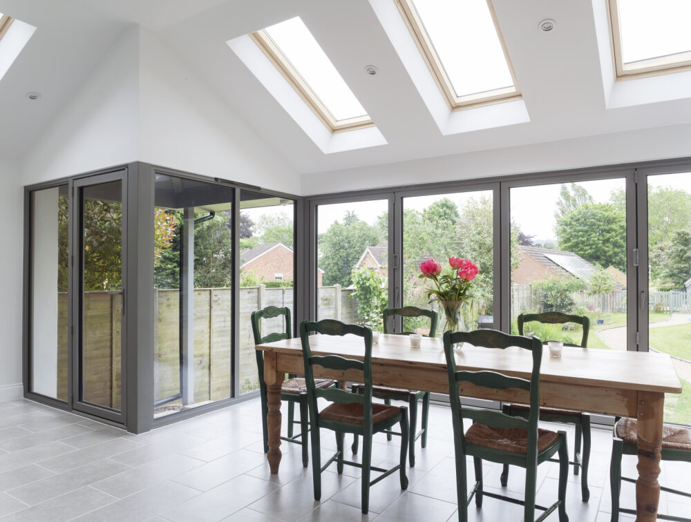 Grey bifold doors